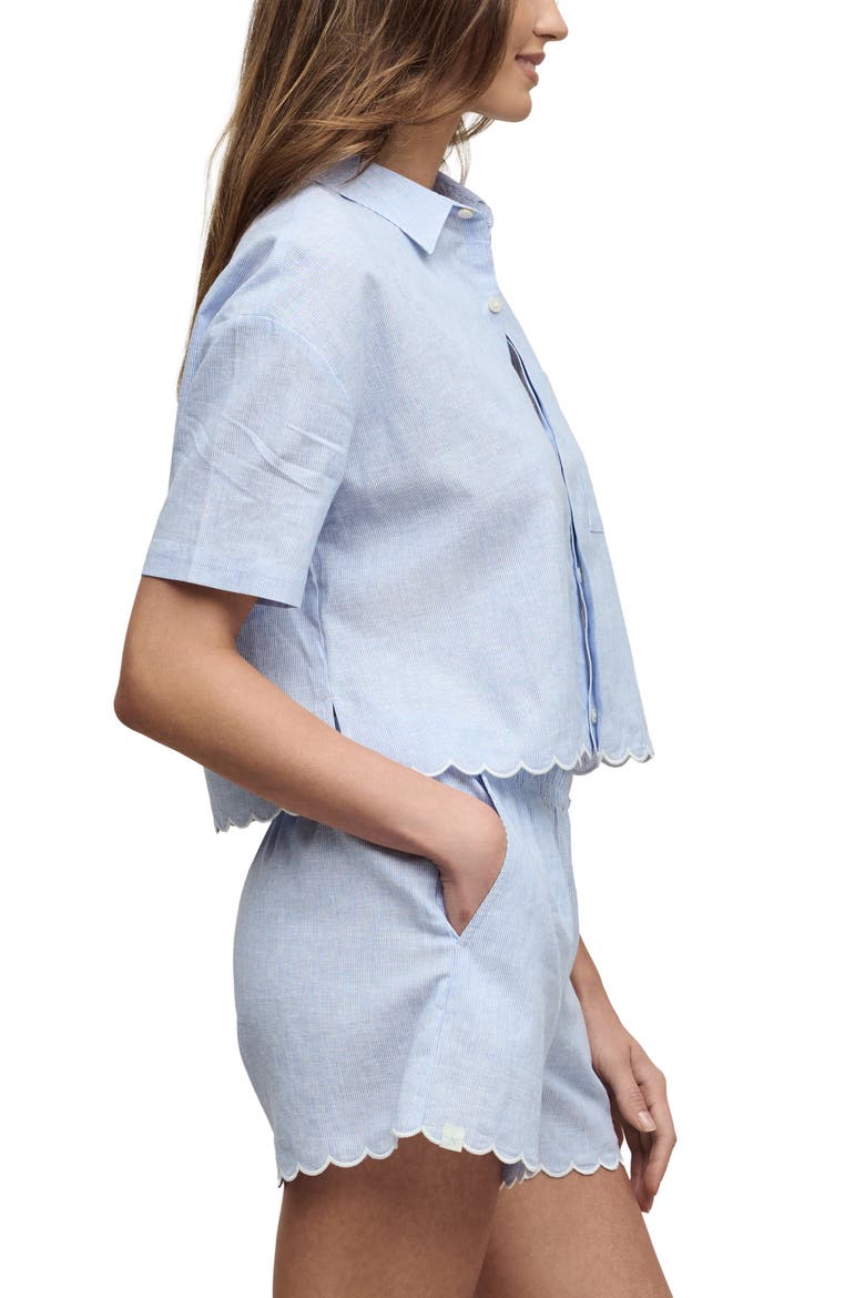 Linen & Cotton Pajamas Shirt, Alternate, color, LAKESIDE STRIPE
