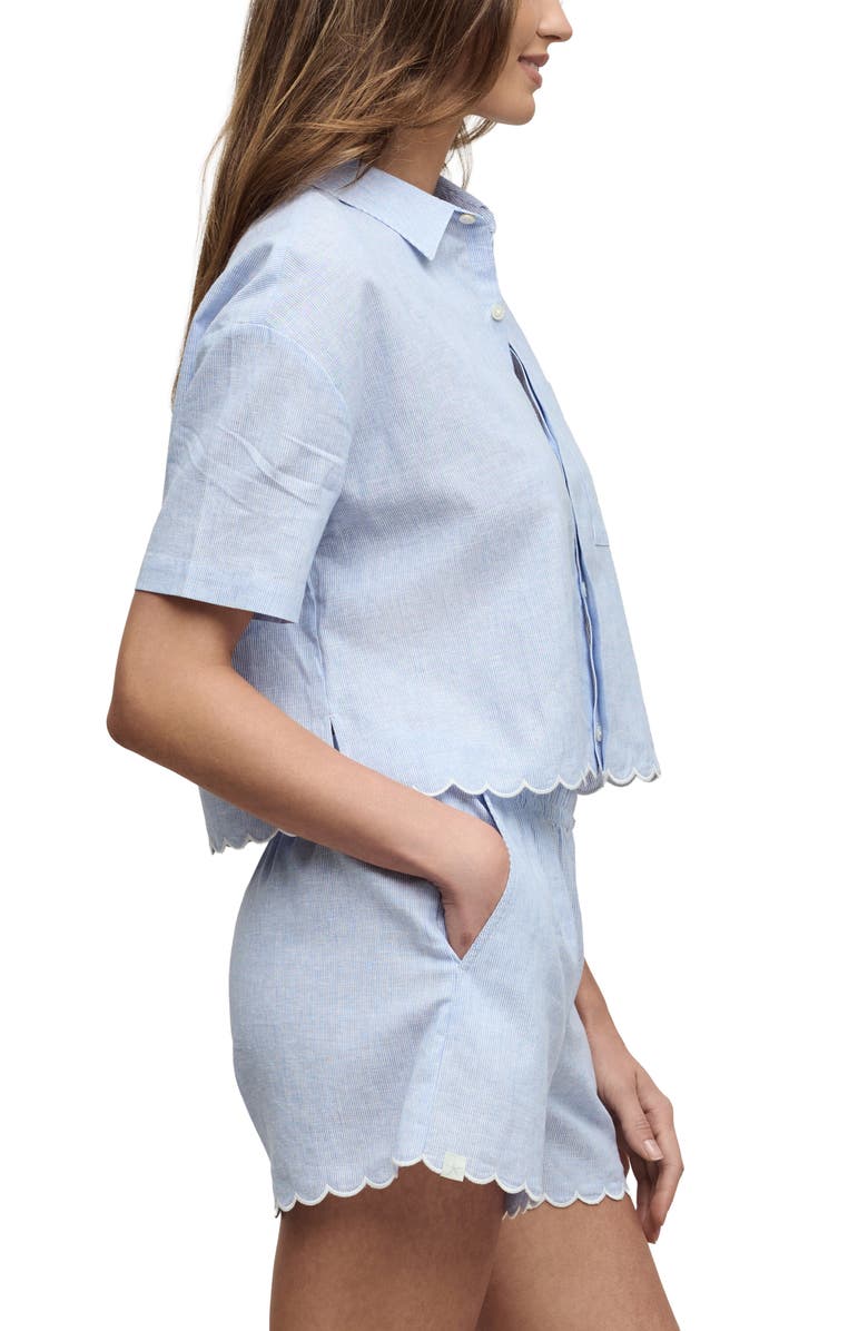 Barefoot Dreams<sup>®</sup> Linen & Cotton Pajamas Shirt, Alternate, color, Lakeside Stripe