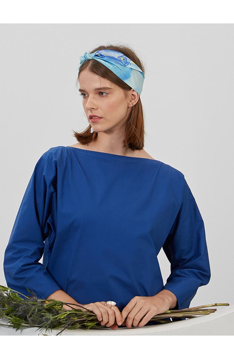 Lost Pattern "Blue Fin" Silk Skinny Scarf, Alternate, color, Blue