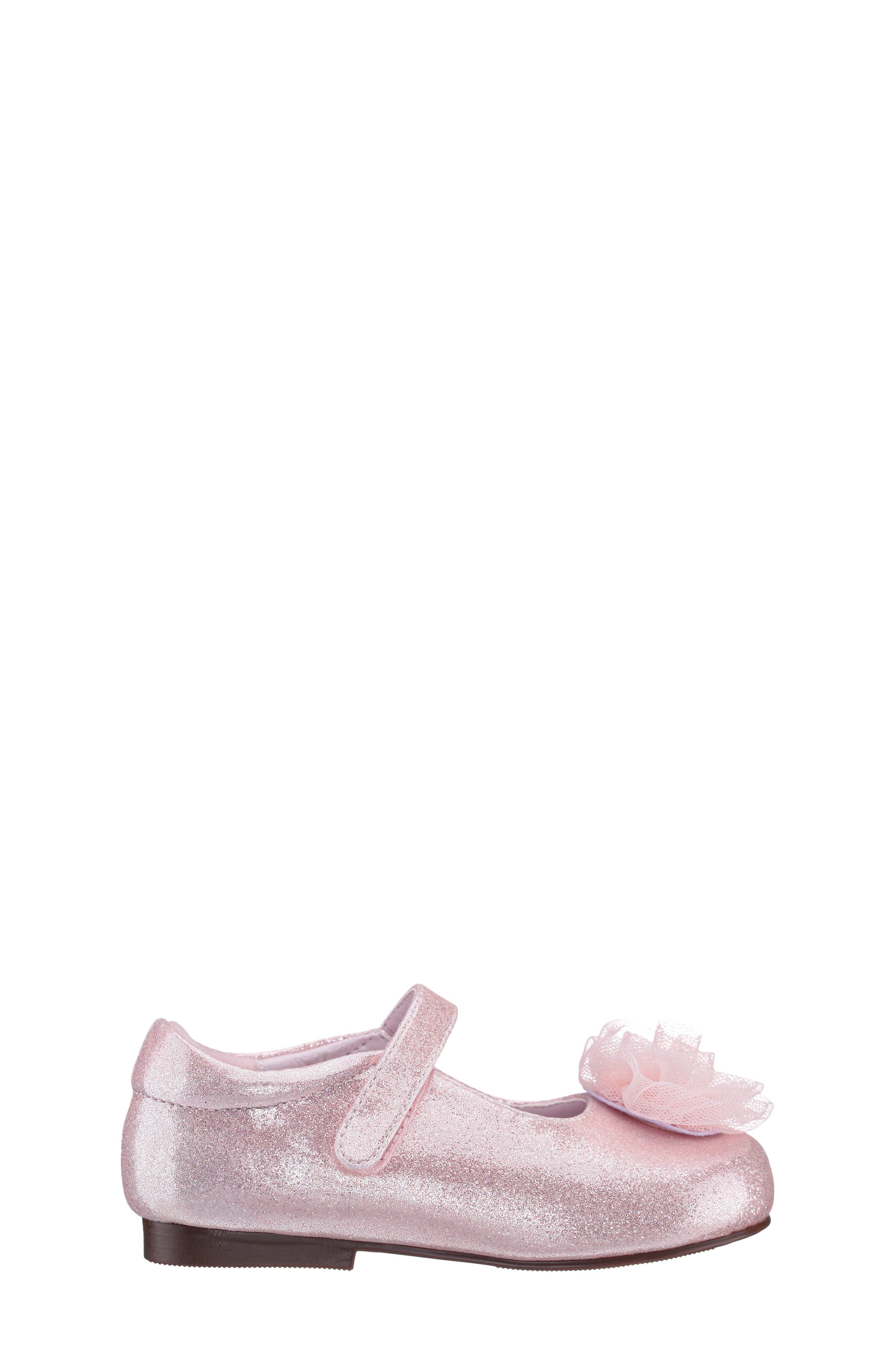 Nina Kids' Bluee Rosette Mary Jane Flat, Alternate, color, Light Pink Shimmer