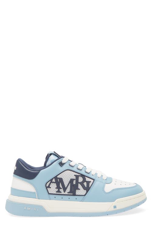 Amiri Light Blue Low Top Sneakers With Contrasting Logo Lettering In Cotton Man In Ocean Sky