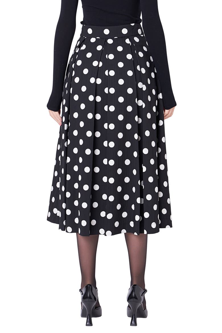 Polka Dot A-Line Midi Skirt, Alternate, color, BLACK