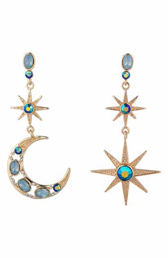 Start Sun & Moon Crystal Statement Drop Earrings
