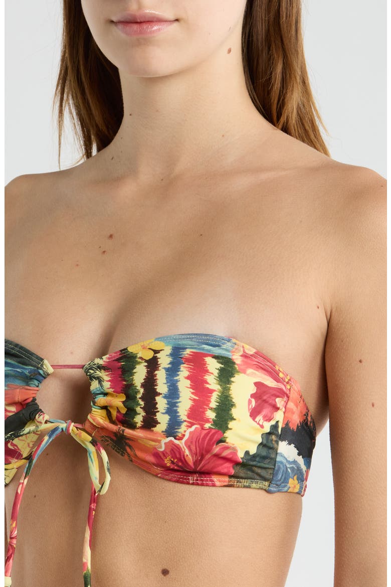Jalen Tropical Pirnt Bandeau Bikini Top, Alternate, color, YELLOW MULTI