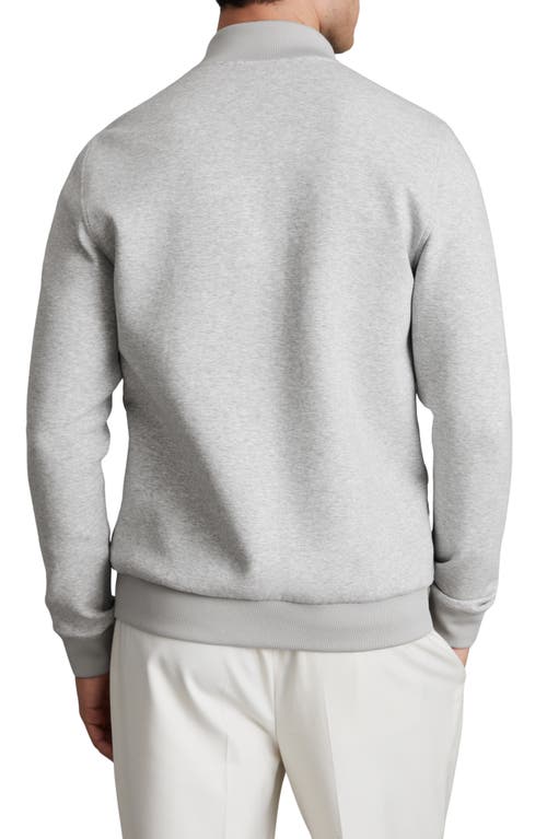 Reiss Freddie Cotton Blend Interlock Quilted Full Zip Jacket In Soft Grey Melange