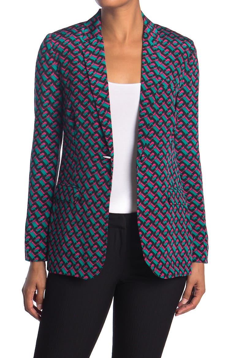 796a6a Color Diane von Furstenberg Vint Silk Printed Blazer (Women) | Nordstromrack