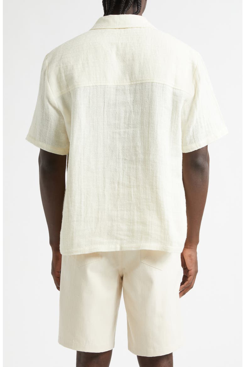 Dayot Short Sleeve Cotton & Linen Button-Up Shirt, Alternate, color, DOG DAYS ECRU