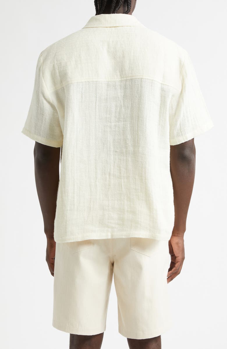 Séfr Dayot Short Sleeve Cotton & Linen Button-Up Shirt, Alternate, color, Dog Days Ecru