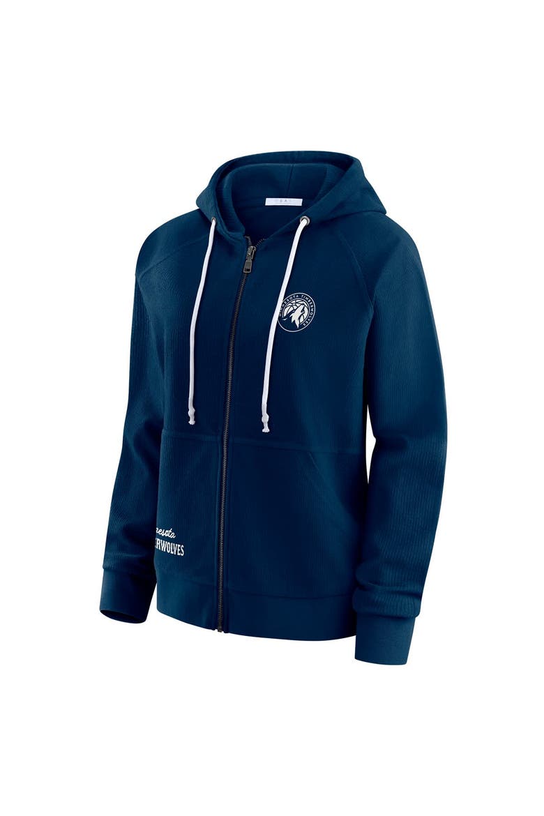 Women's WEAR by Erin Andrews Navy Minnesota Timberwolves Vintage Full-Zip Raglan Hoodie, Alternate, color, Navy