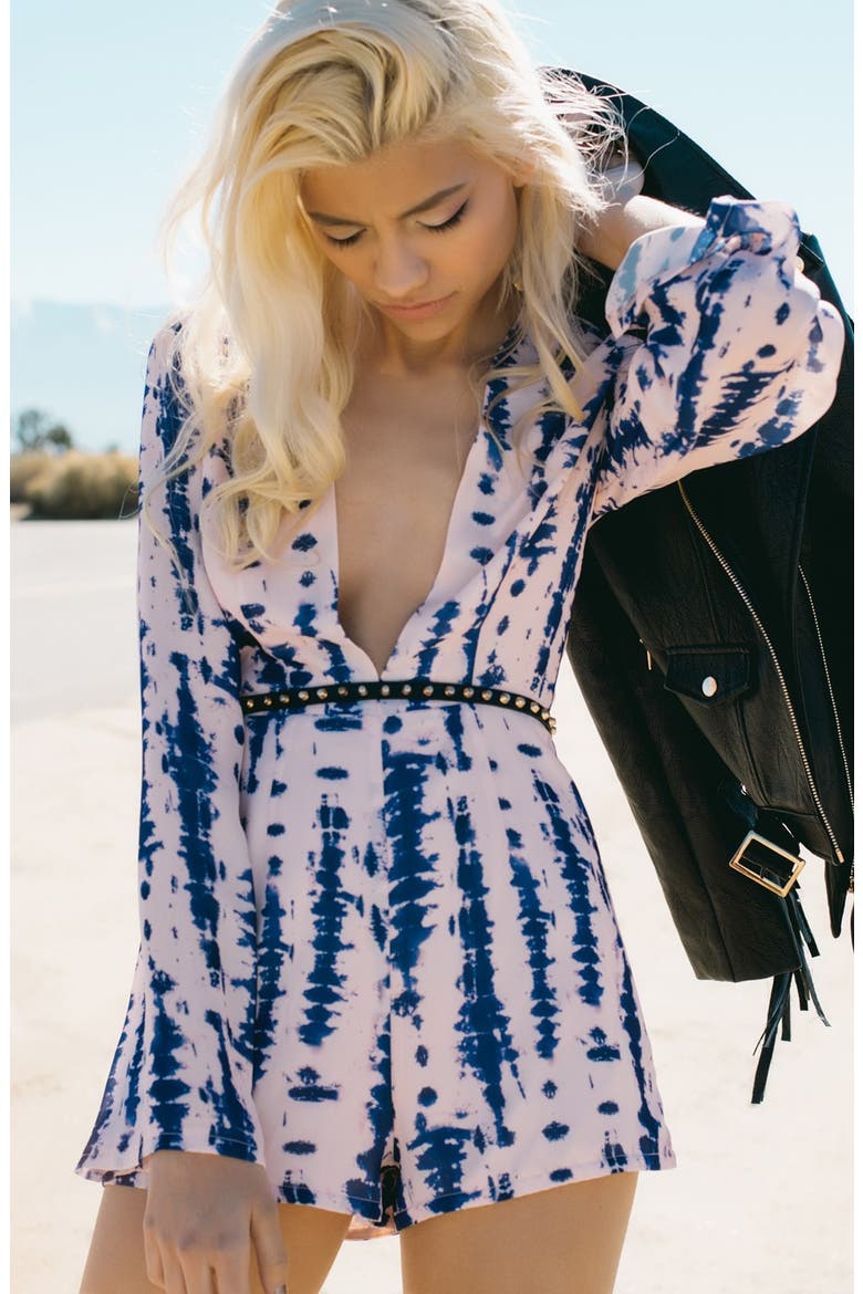 Tie Dye Chiffon Romper, Alternate, color, BLUE