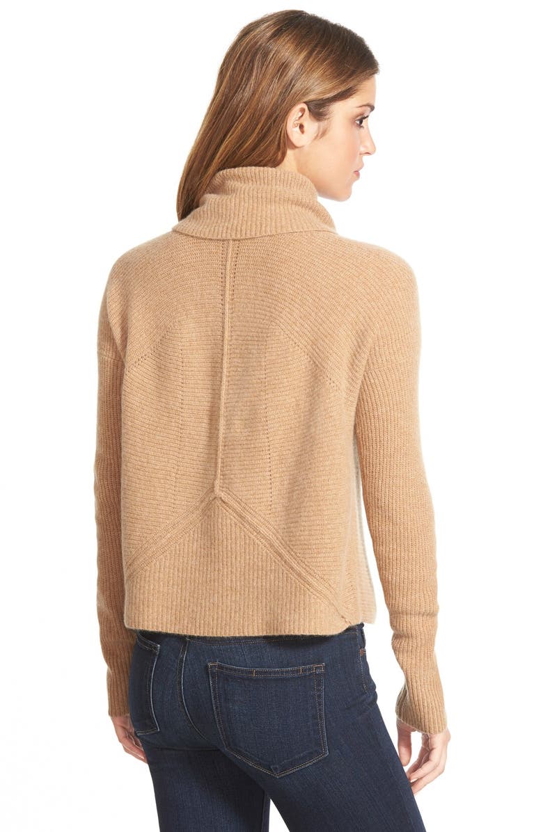 Halogen<sup>®</sup> Mixed Rib Turtleneck Cashmere Sweater, Alternate, color, 