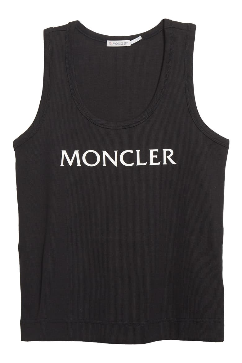 Logo Cotton Rib Tank Top, Alternate, color, BLACK