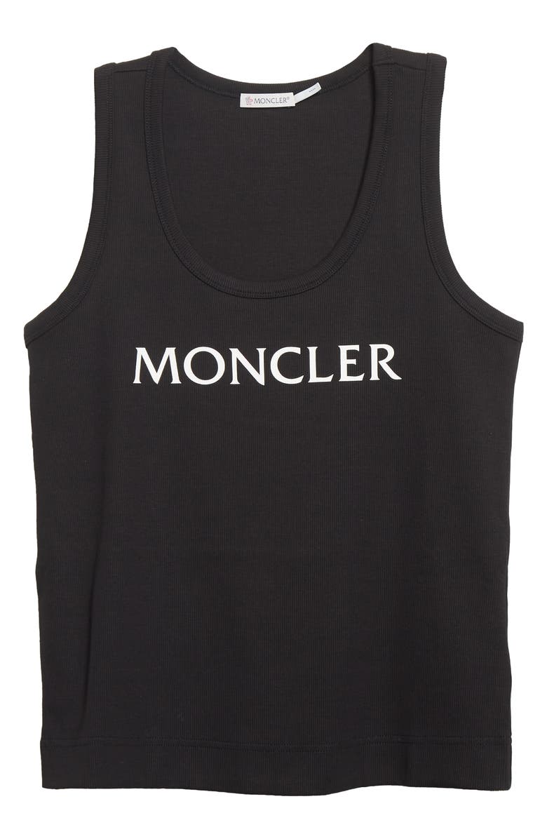 Moncler Logo Cotton Rib Tank Top, Alternate, color,