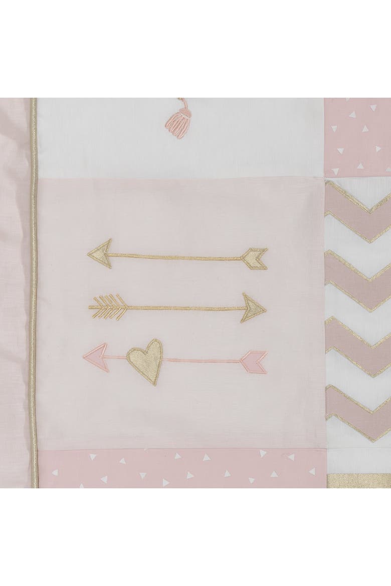 Baby Love Metallic Hearts, Stripes and Chevrons 4-Piece Nursery Crib Bedding Set, Alternate, color, Pink