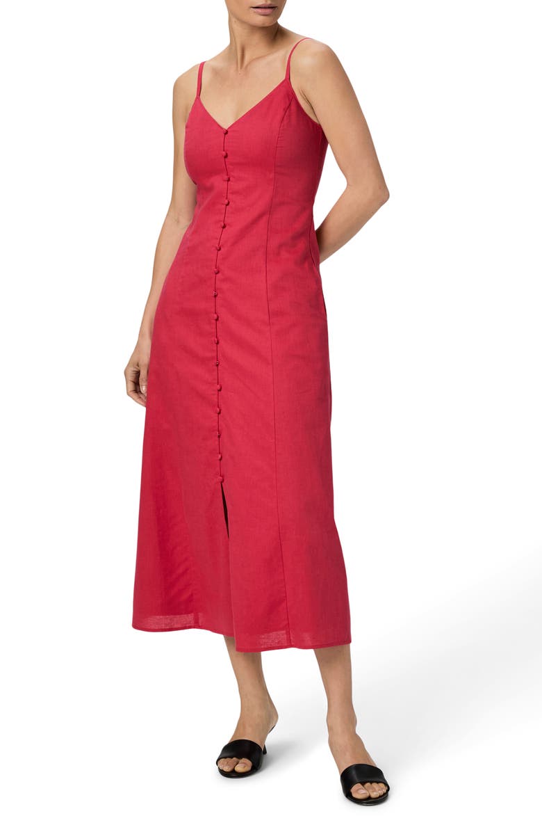 PAIGE Modena Linen & Cotton Midi Sundress, Main, color, Petunia
