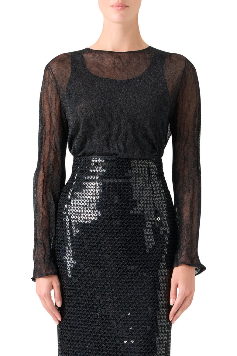 Crinkle Knit Sweater, Main, color, BLACK