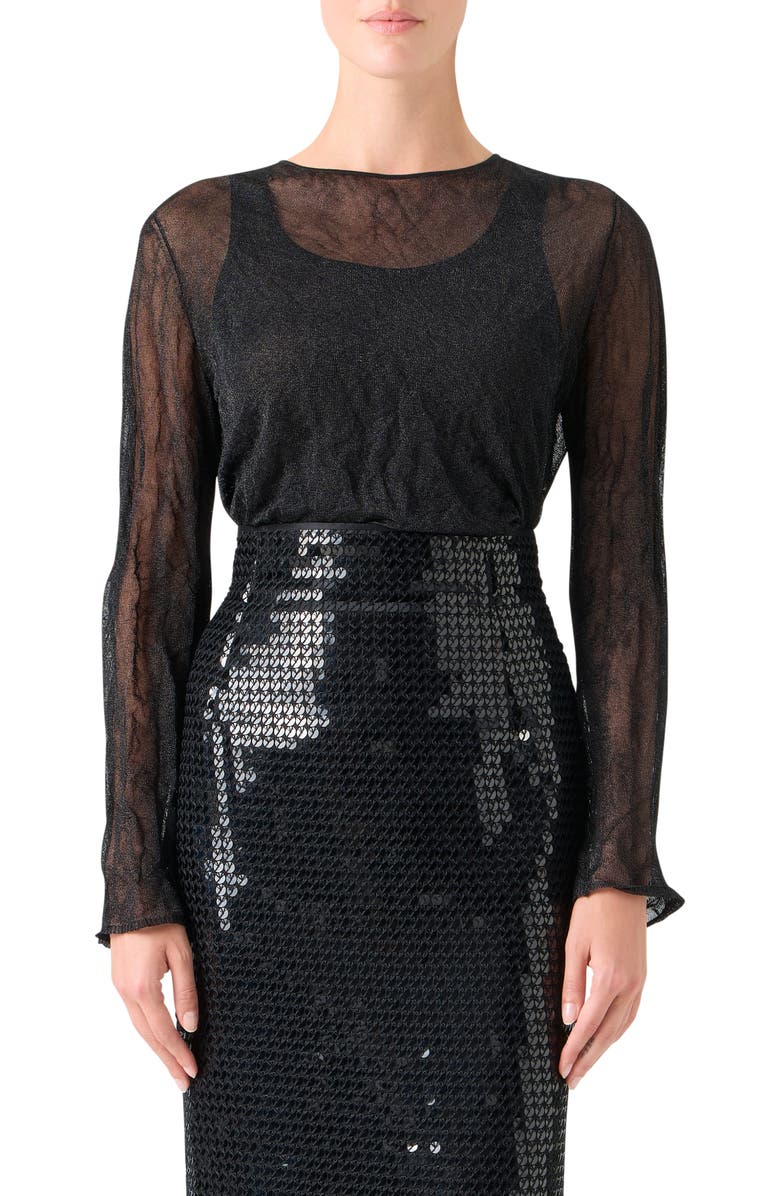 Akris Crinkle Knit Sweater, Main, color, Black