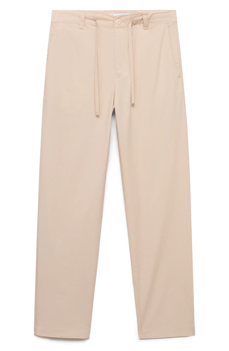 MANGO Drawstring Straight Leg Poplin Pants, Alternate, color, Ecru