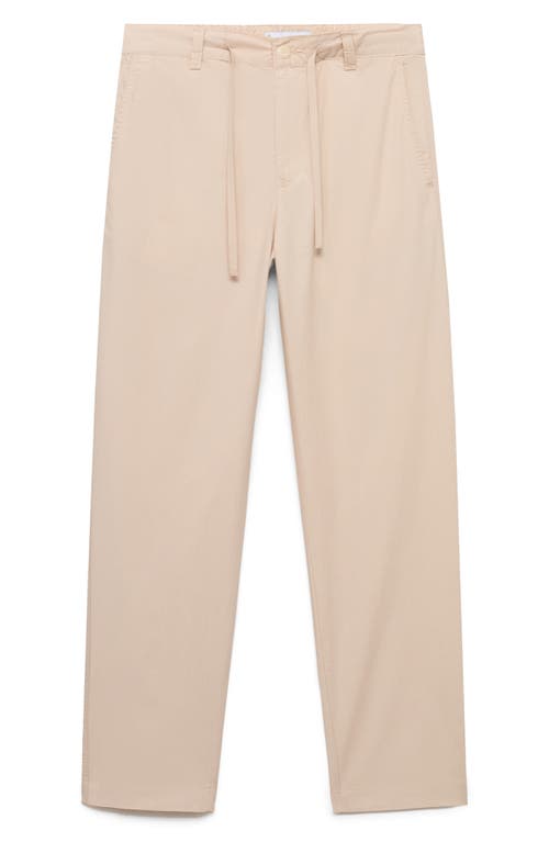 Mango Drawstring Straight Leg Poplin Pants In Ecru