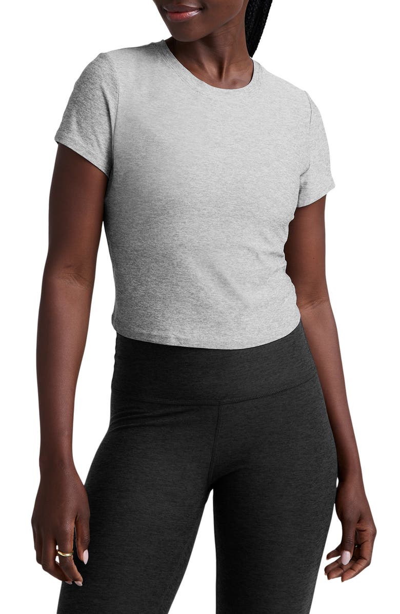 Beyond Yoga Featherweight Crop T-Shirt, Main, color, Silver Mist