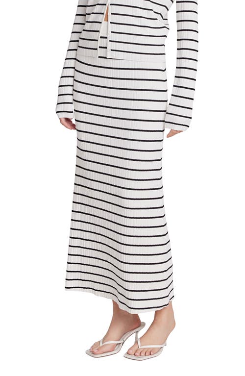 Endless Rose Stripe Rib Midi Sweater Skirt In White