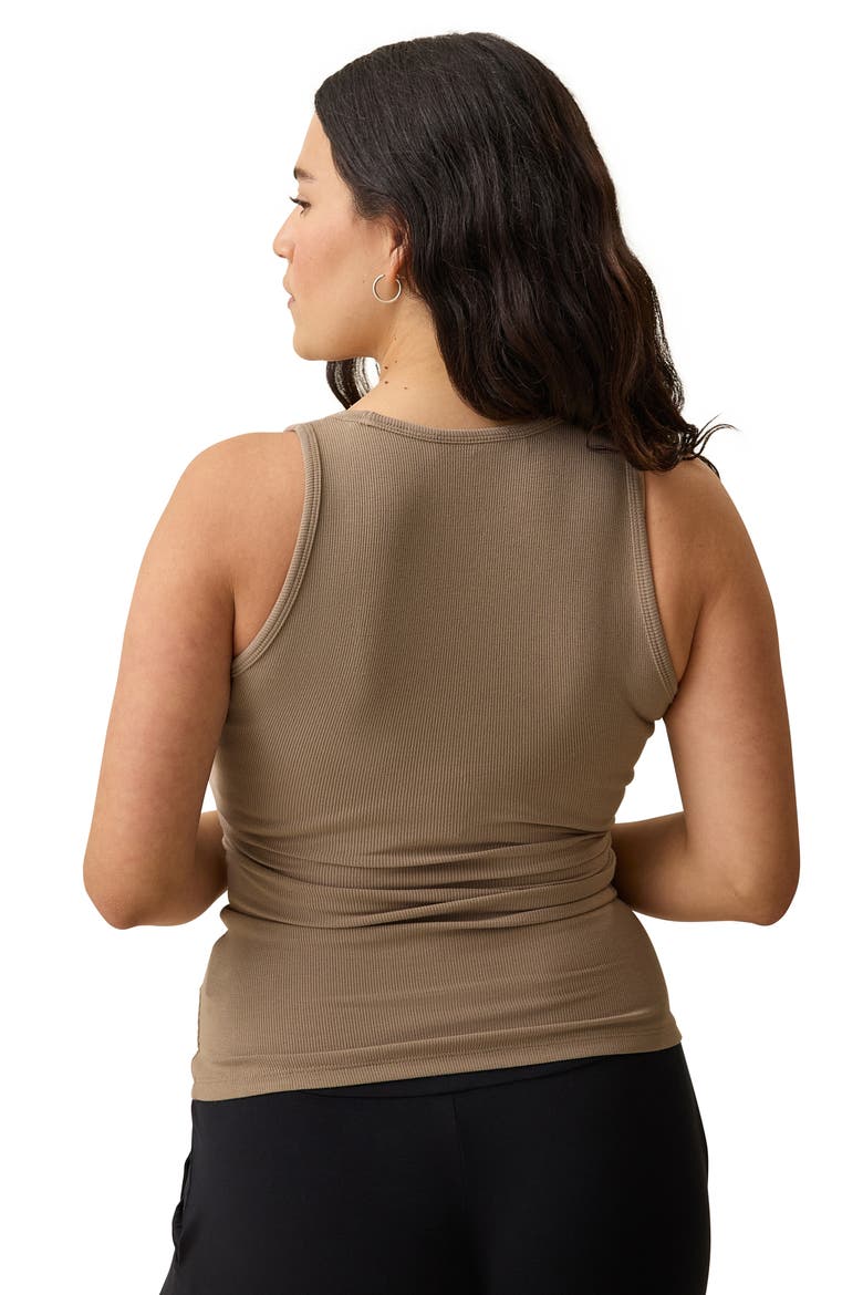 Maternity Ribbed Scoop Neck Nursing Tank, Alternate, color, Taupe