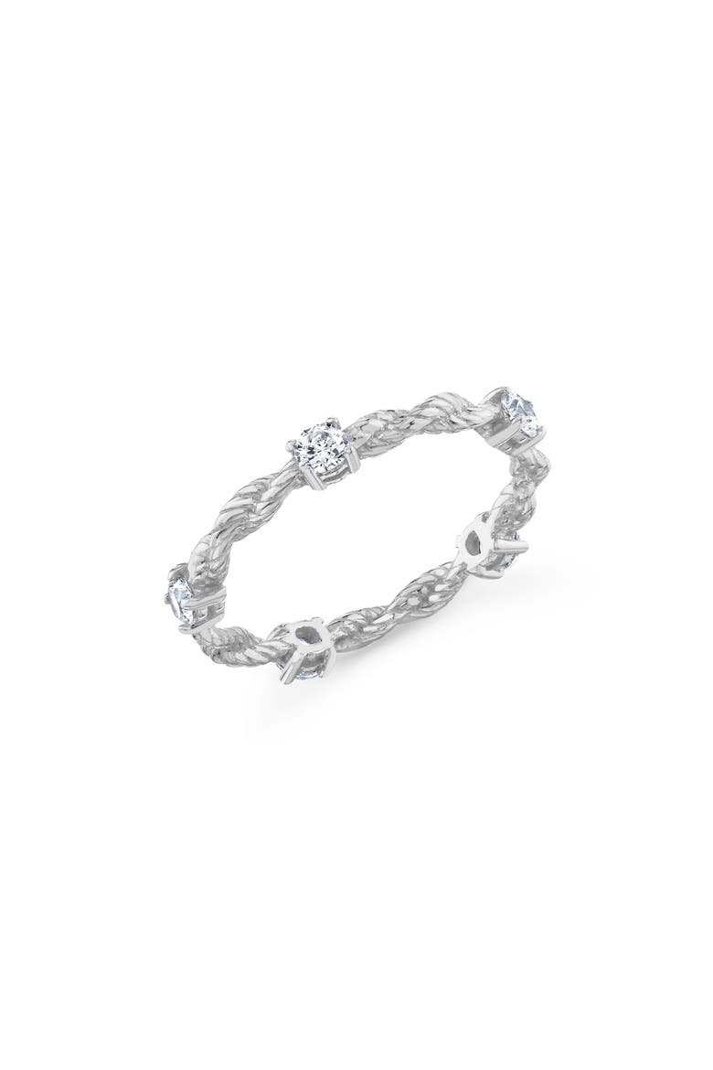 Cubic Zirconia Twisted Band Ring, Main, color, PURE PLATINUM / CLEAR STONE