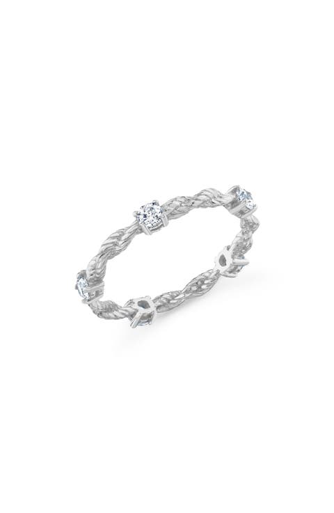 Cubic Zirconia Twisted Band Ring