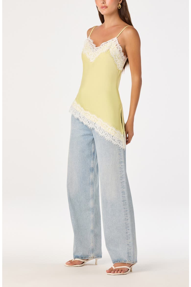 Analise Lace Trim Asymmetric Satin Camisole, Alternate, color, YELLOW