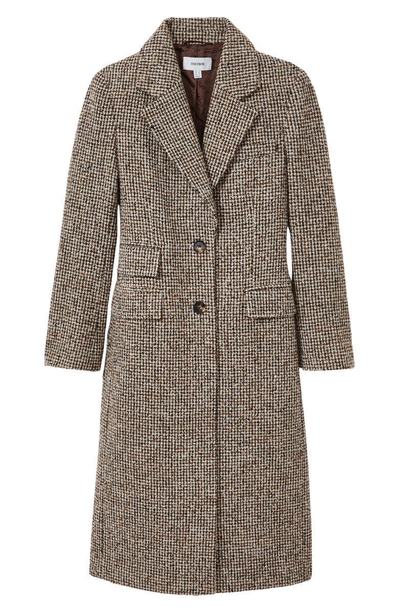 Reiss Kai Wool Blend Houndstooth Check Coat, Main, color, 