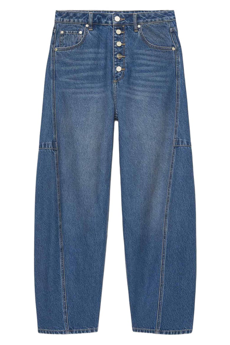 Carter Button Fly High Waist Barrel Jeans, Alternate, color, TINTED INDIGO