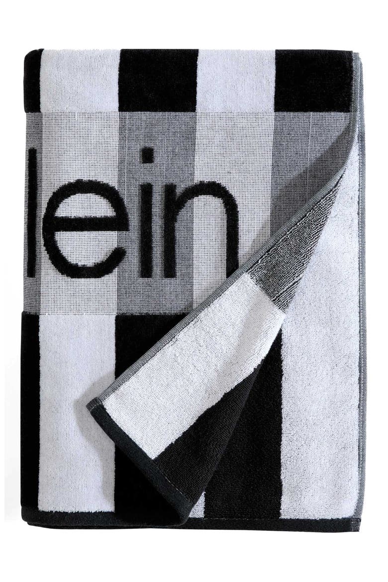 Logo Stripe 2-Piece Beach Towel Set, Main, color, BLACK