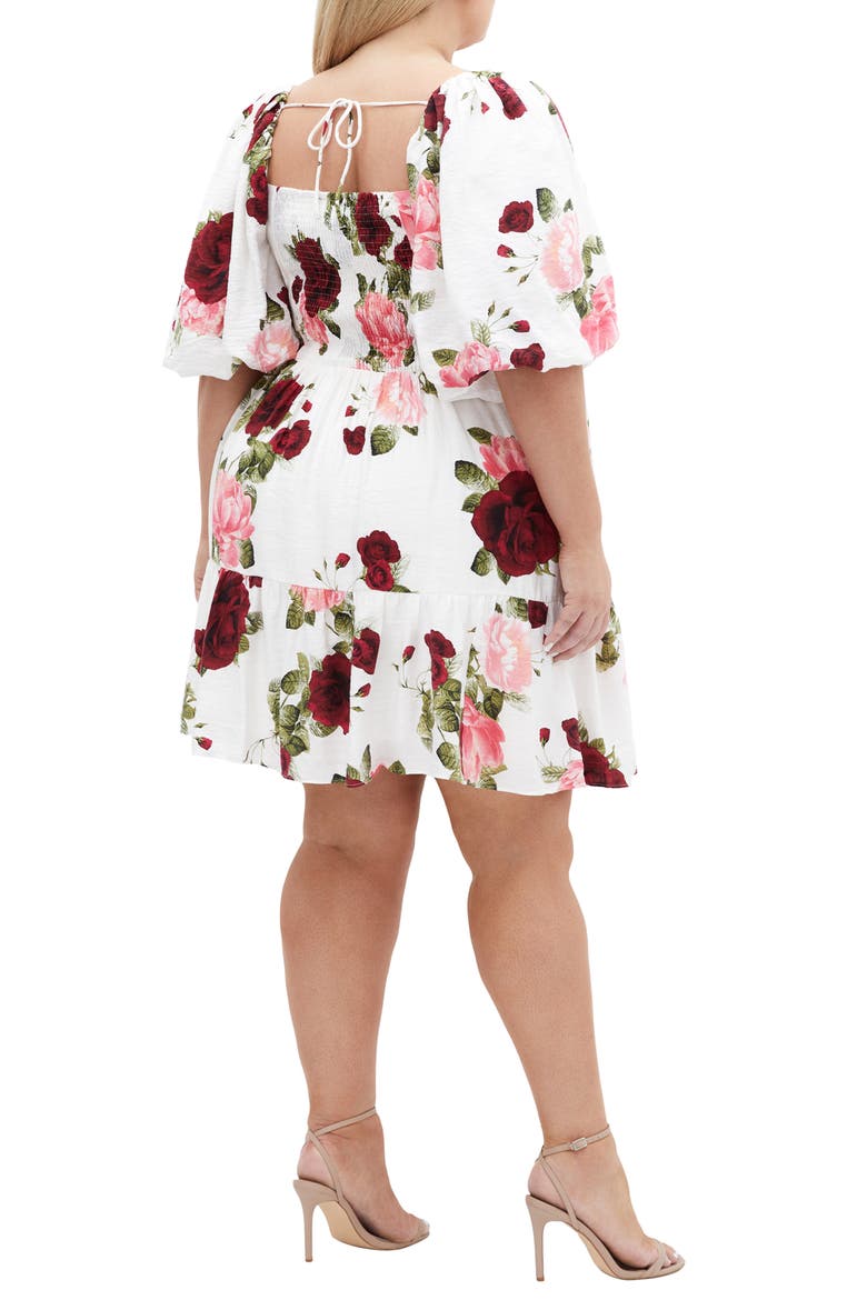 Mindy Rose Print Minidress, Alternate, color, DOLCE IVORY