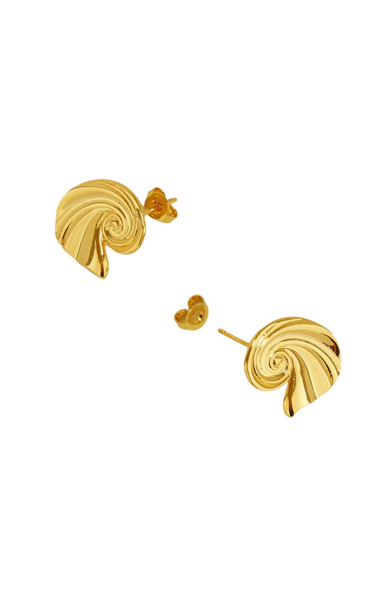 Ottoman Hands Waterproof Wave Stud Earrings, Alternate, color, Gold
