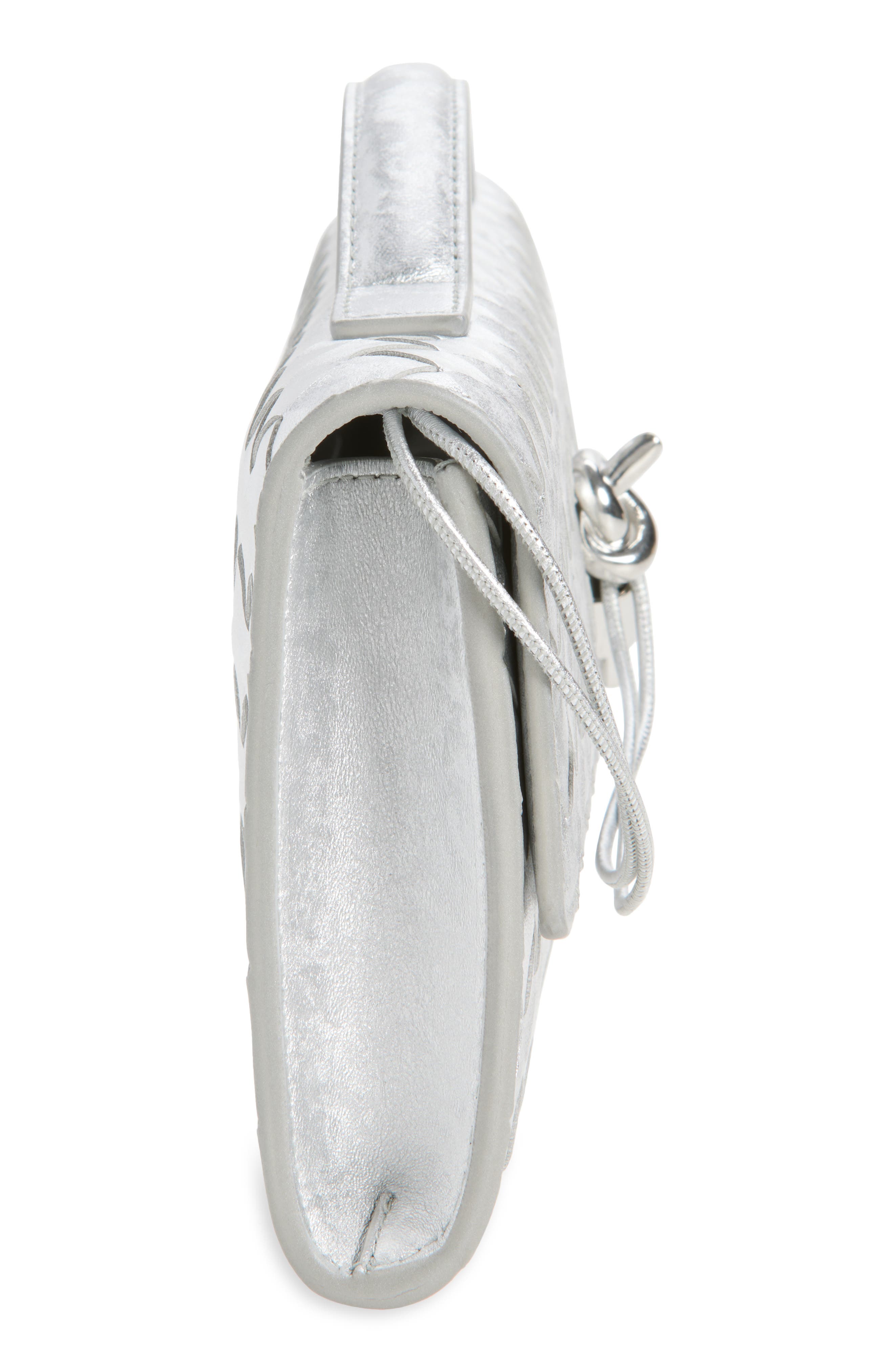 Bottega Veneta Andiamo Intrecciato Satin Clutch, Alternate, color, 8101 Silver / Silver