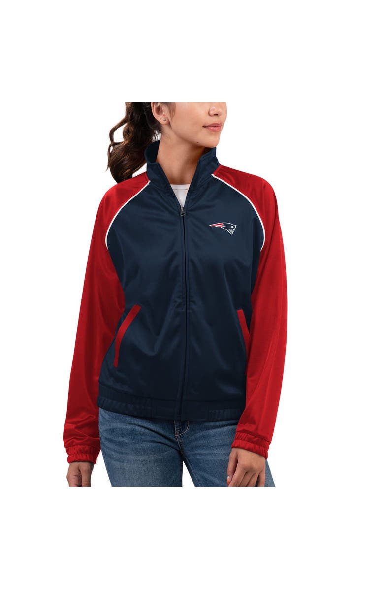 G-III 4HER BY CARL BANKS Women's G-III 4Her by Carl Banks Navy New England Patriots Showup Fashion Dolman Full-Zip Track Jacket, Main, color, Navy