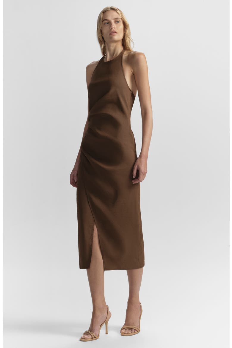 Sylvie Maxi Halter Dress, Alternate, color, MILK CHOCOLATE
