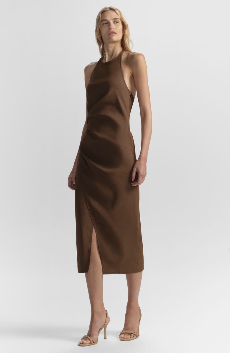 A.L.C. Sylvie Maxi Halter Dress, Alternate, color, Milk Chocolate