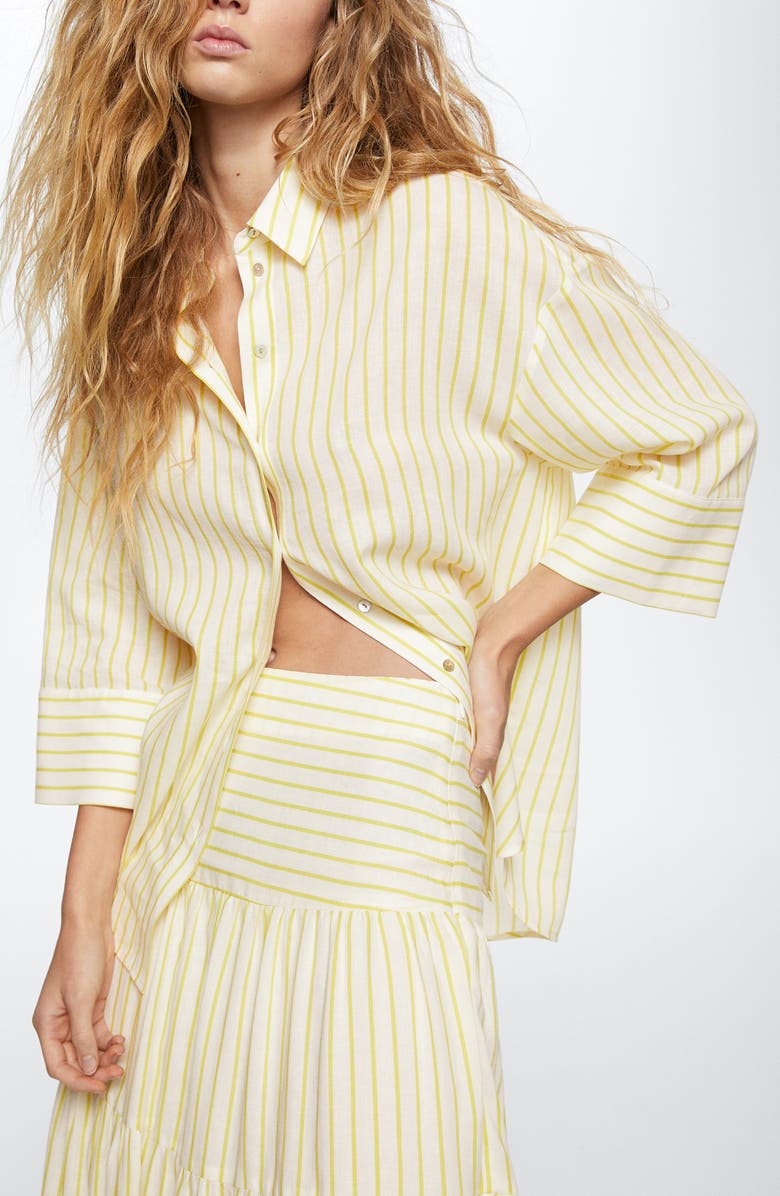 MANGO Stripe Ruffle Tiered Maxi Skirt, Alternate, color, 