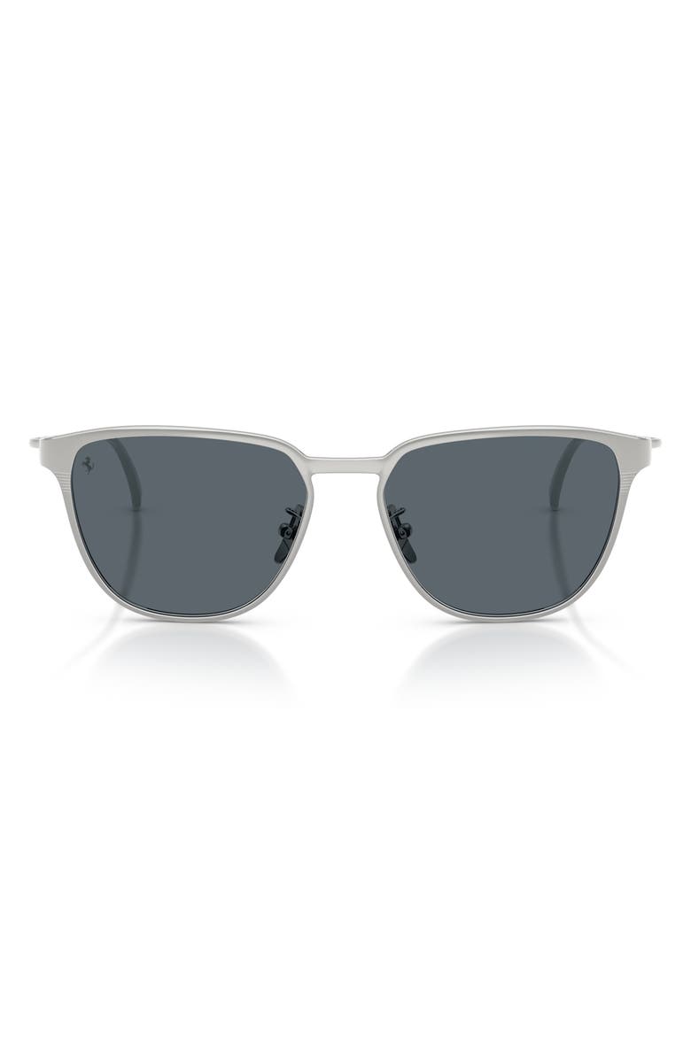Ferrari 56mm Square Sunglasses, Main, color, Silver Matte / Blue Crystal