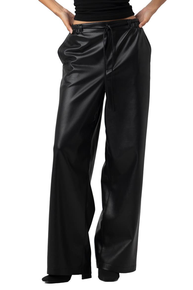 Low Rise Baggy Faux Leather Pants, Main, color, ACES HIGH