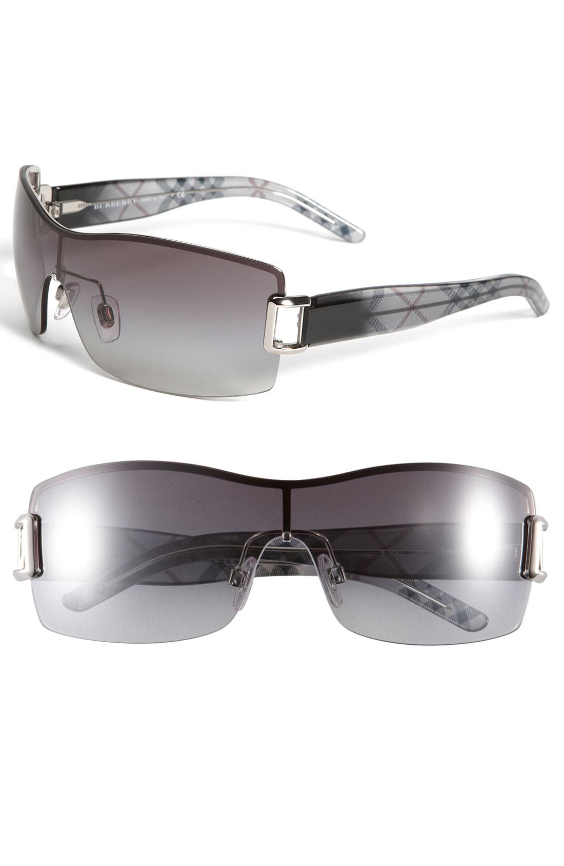 Burberry Check Print Rimless Shield Sunglasses (Women) | Nordstrom