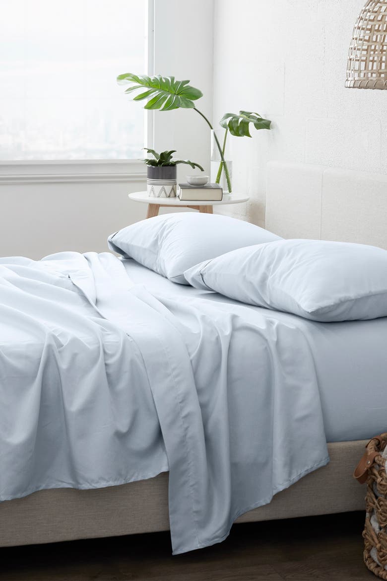 Home Collection Premium Ultra Soft 4-Piece Solid Bed Sheet Set - Light Blue, Main, color, LIGHT BLUE