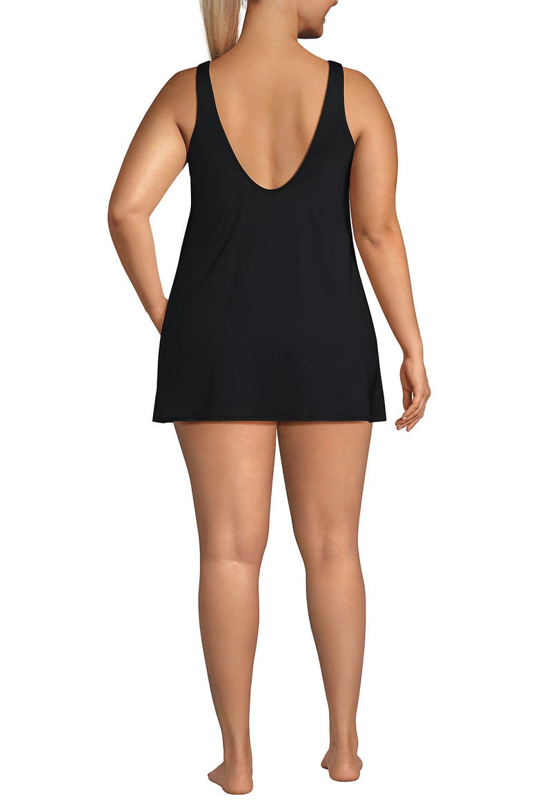 Plus Size Scoop Neck Mini Swim Dress Swimsuit, Alternate, color, Black
