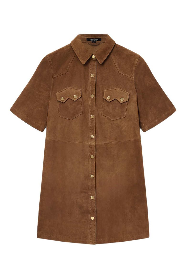 Rock Western Leather Mini Shirtdress, Alternate, color, SUGAR BROWN