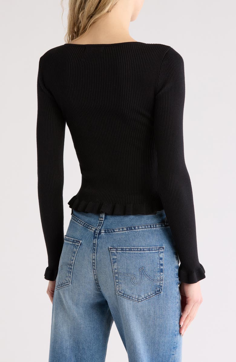 Blu Pepper Ruffled Ribbed Knit Top, Alternate, color, Black