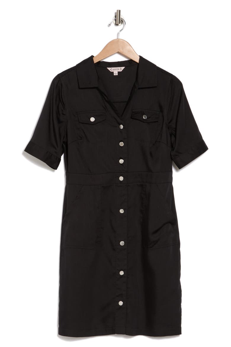 Short Sleeve Shirtdress, Alternate, color, BLACK