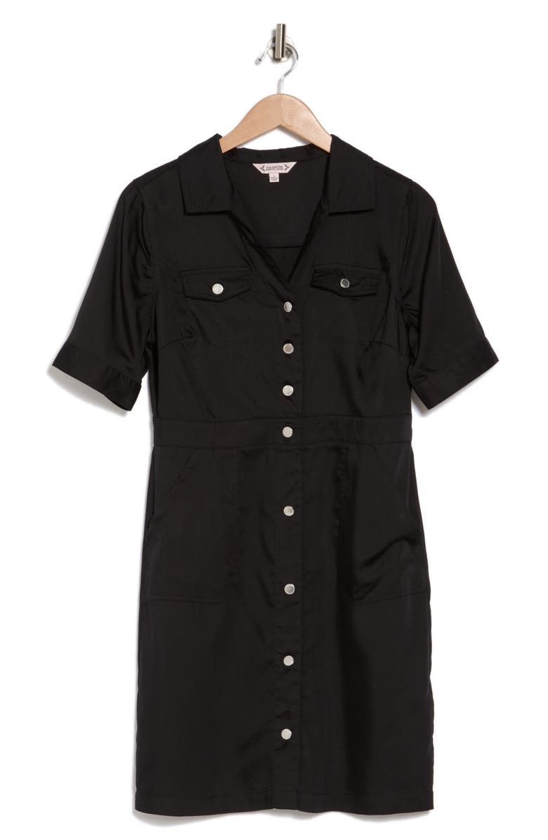 Nanette Lepore Short Sleeve Shirtdress, Alternate, color, Black