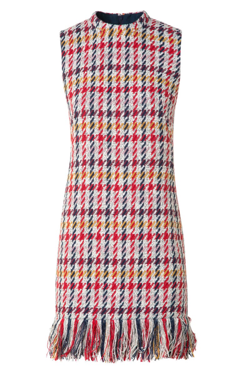 Akris punto Check Tweed Fringed Sheath Dress, Alternate, color, Multicolor