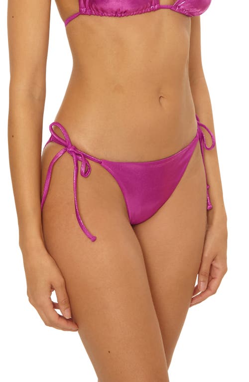 Becca Liquid Metal Side Tie Bikini Bottoms In Purple